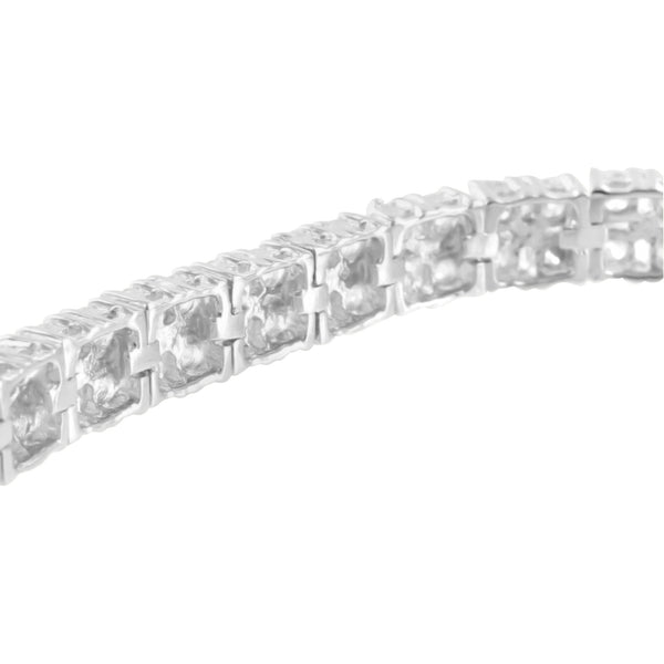Sterling Silver Womens Bracelet Simulated Diamonds Square Link Unique