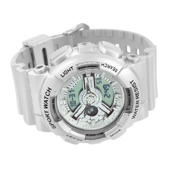 Silver Shock Watch Sports Look Analog & Digital Display
