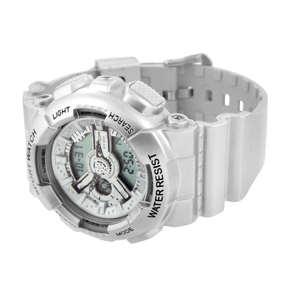 Silver Shock Watch Sports Look Analog & Digital Display