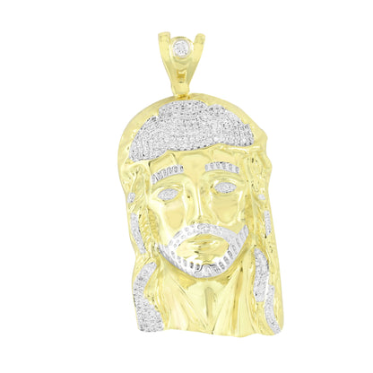 Jesus Face Design Pendant 14K Yellow Gold Finish
