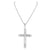 14k White Gold Finish Jesus Hanging Crucifix Pendant Stainless Steel Rope Chain