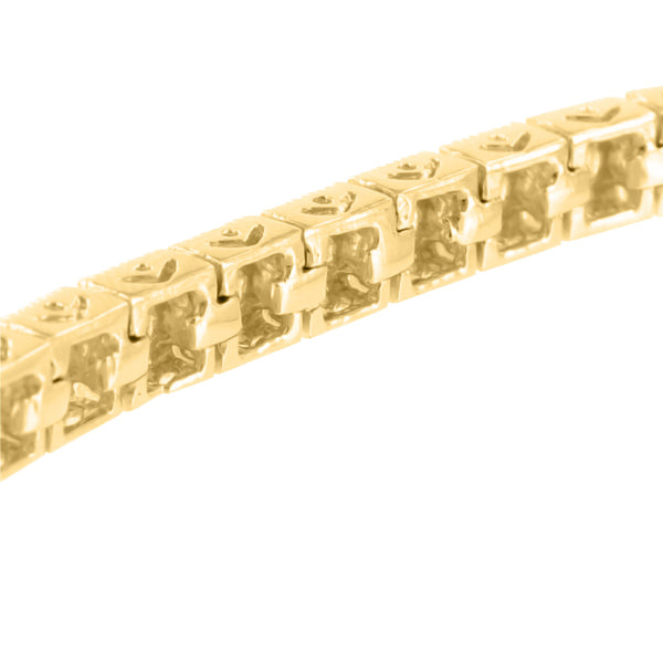 Square Link Bracelet Yellow Gold Finish 925 Silver