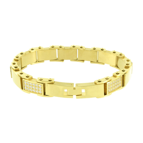 Stainless Steel Men Bracelet 14K Yellow Gold Finish