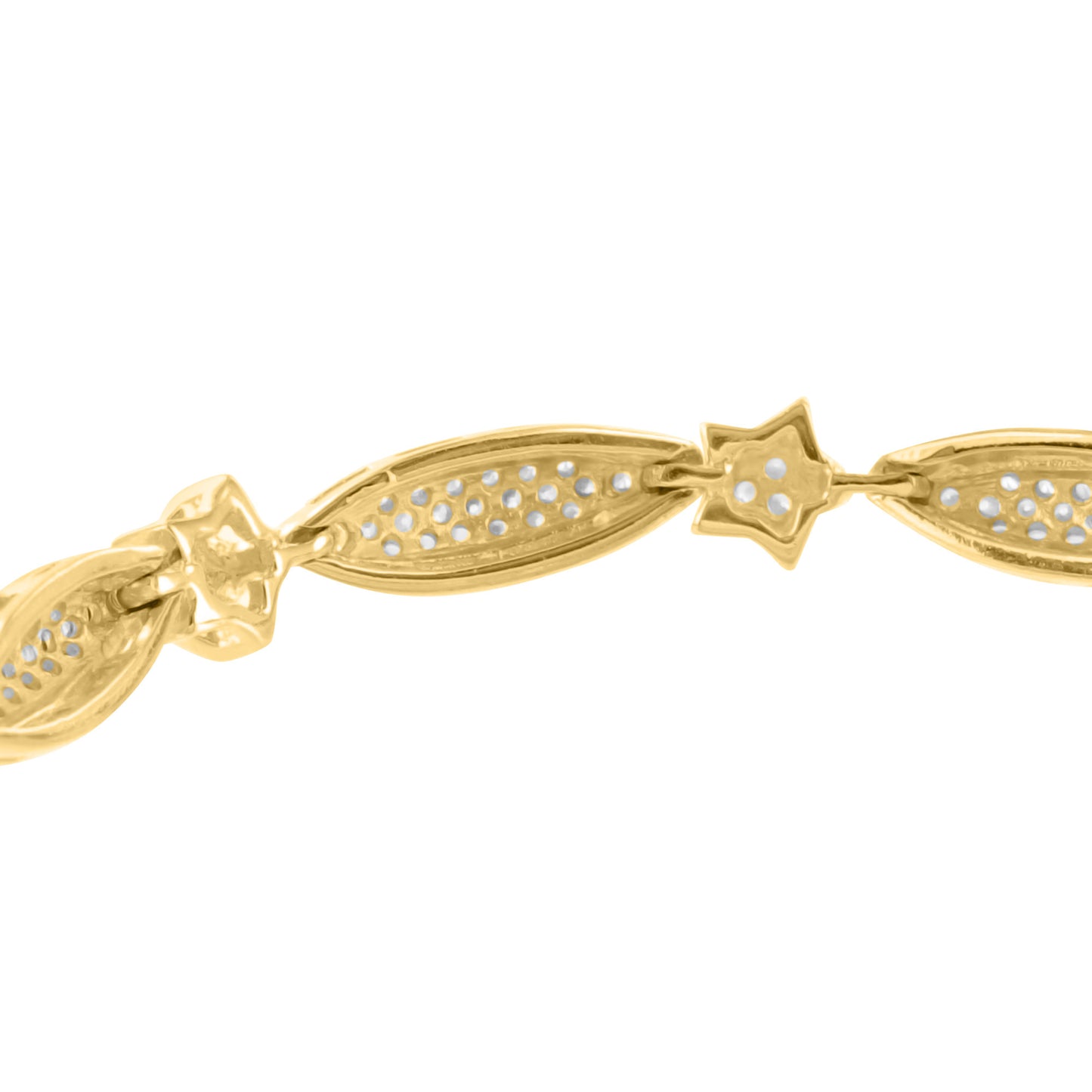 Star Marquise Link Bracelet Gold Finish Simulated Diamonds 925 Silver