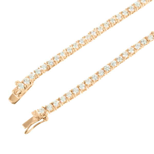 14k Rose Gold Finish Lab Diamond Mens Tennis Necklace