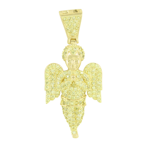 Angel Design Pendant Yellow Lab Diamonds Fully Icy