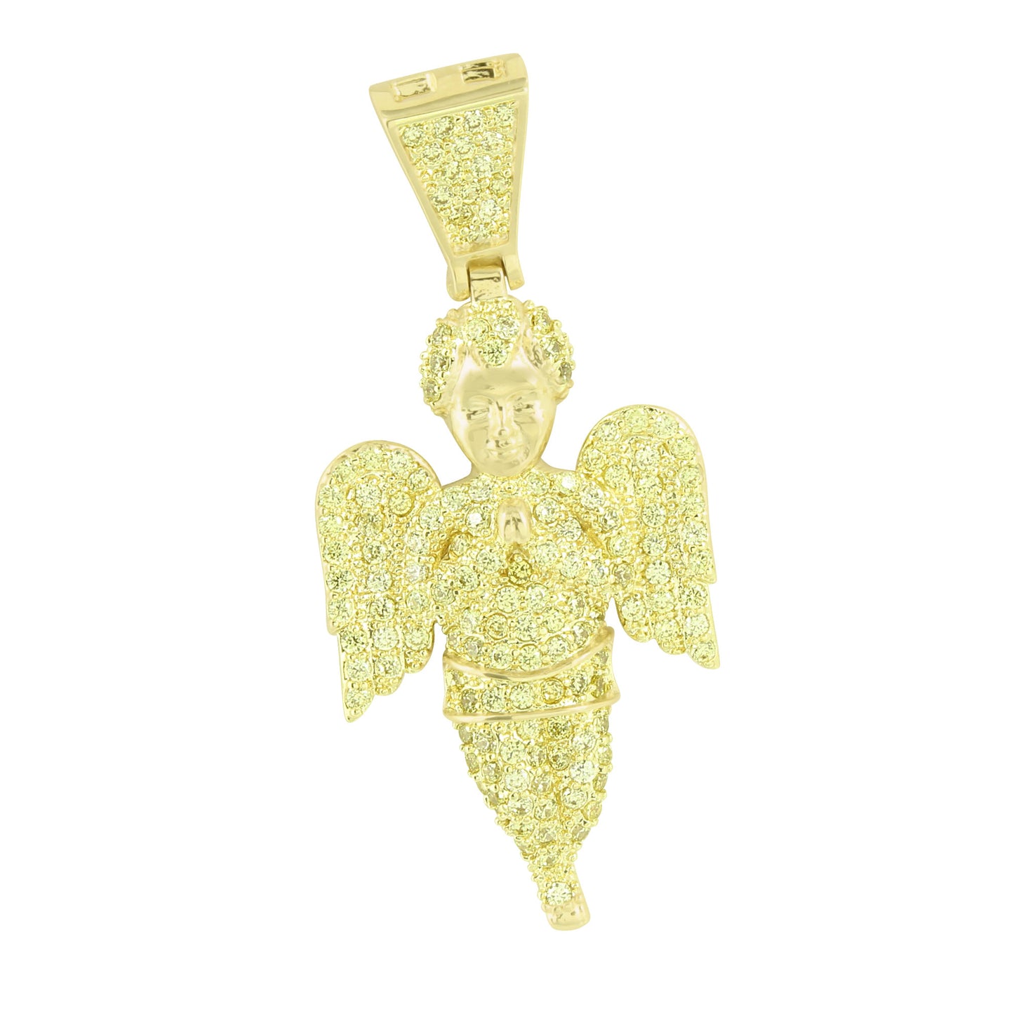 Angel Design Pendant Yellow Lab Diamonds Fully Icy