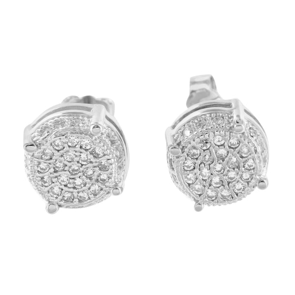 Sterling Silver Dome Style Cubic Zirconium CZ Stud Earrings