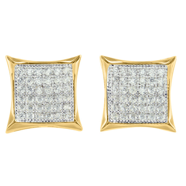 Sterling Silver Concave Kite Shape Push Back 14k Gold Finish Lab Diamond Earring