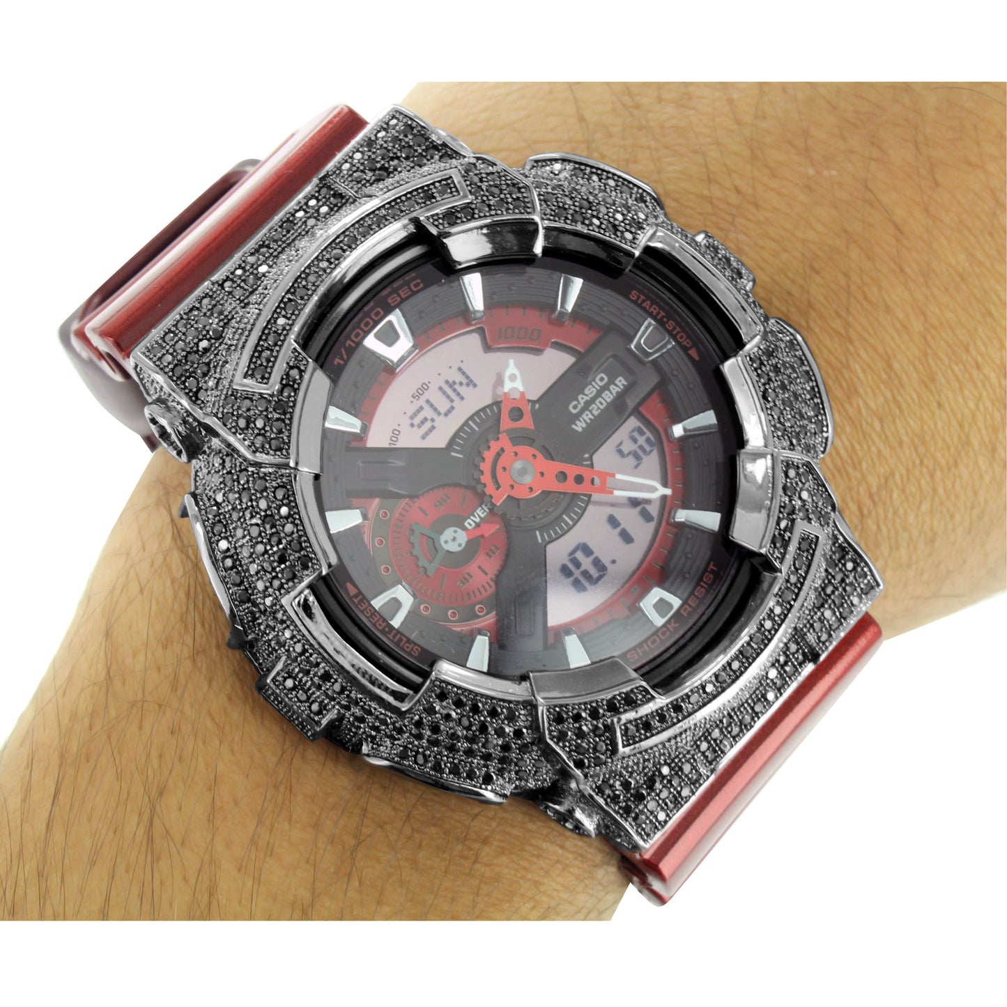 G Shock Red Metallic GA110NM-4A Watch Black Lab Diamond Bezel