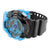 Sports Watch Black Blue Dial Silicone Band Digital Analog