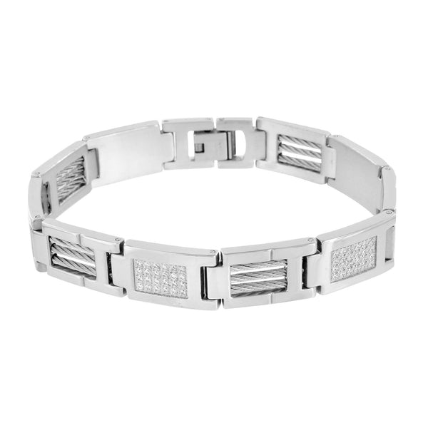 Stainless Steel Custom Bracelet 14K White Gold Finish