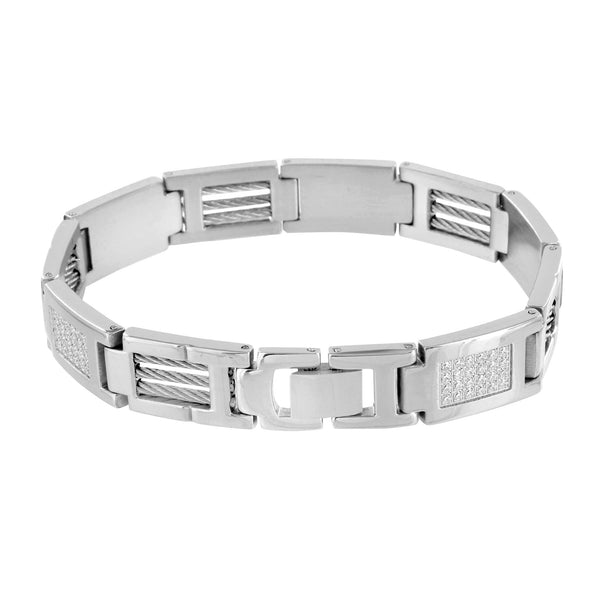 Stainless Steel Custom Bracelet 14K White Gold Finish