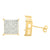 Sterling Silver Earrings Lab Diamond 11 MM Square Gold Finish