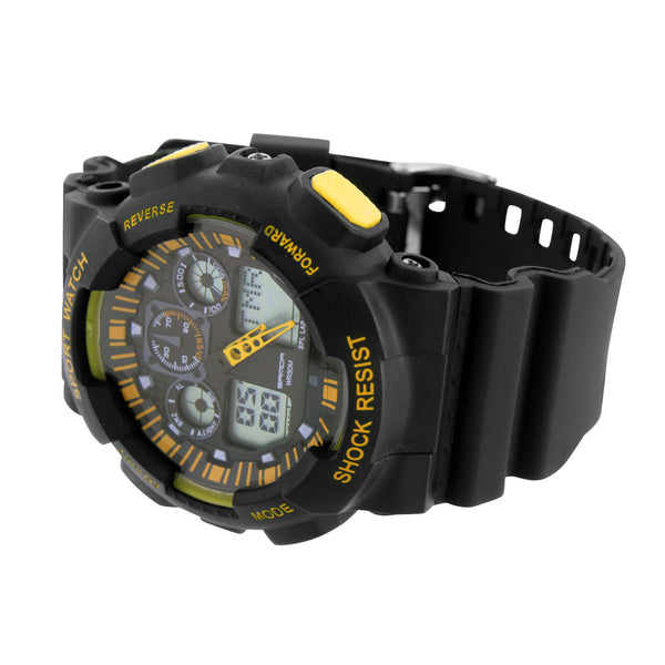 Sports Shock Resistant Watch Black Yellow Stylish