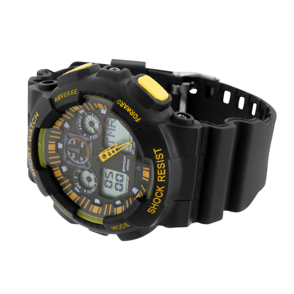 Sports Shock Resistant Watch Black Yellow Stylish