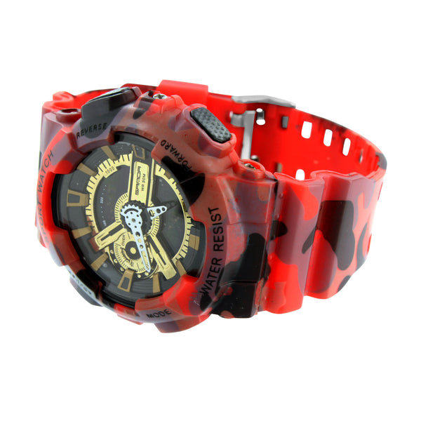 Red Military Style Men Watch Shock Resistant