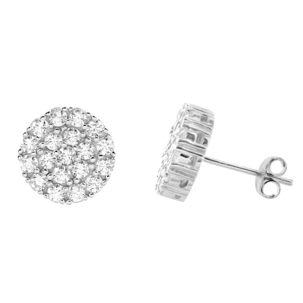 Cluster Lab Diamond 14K White Gold Finish 925 Silver Earrings