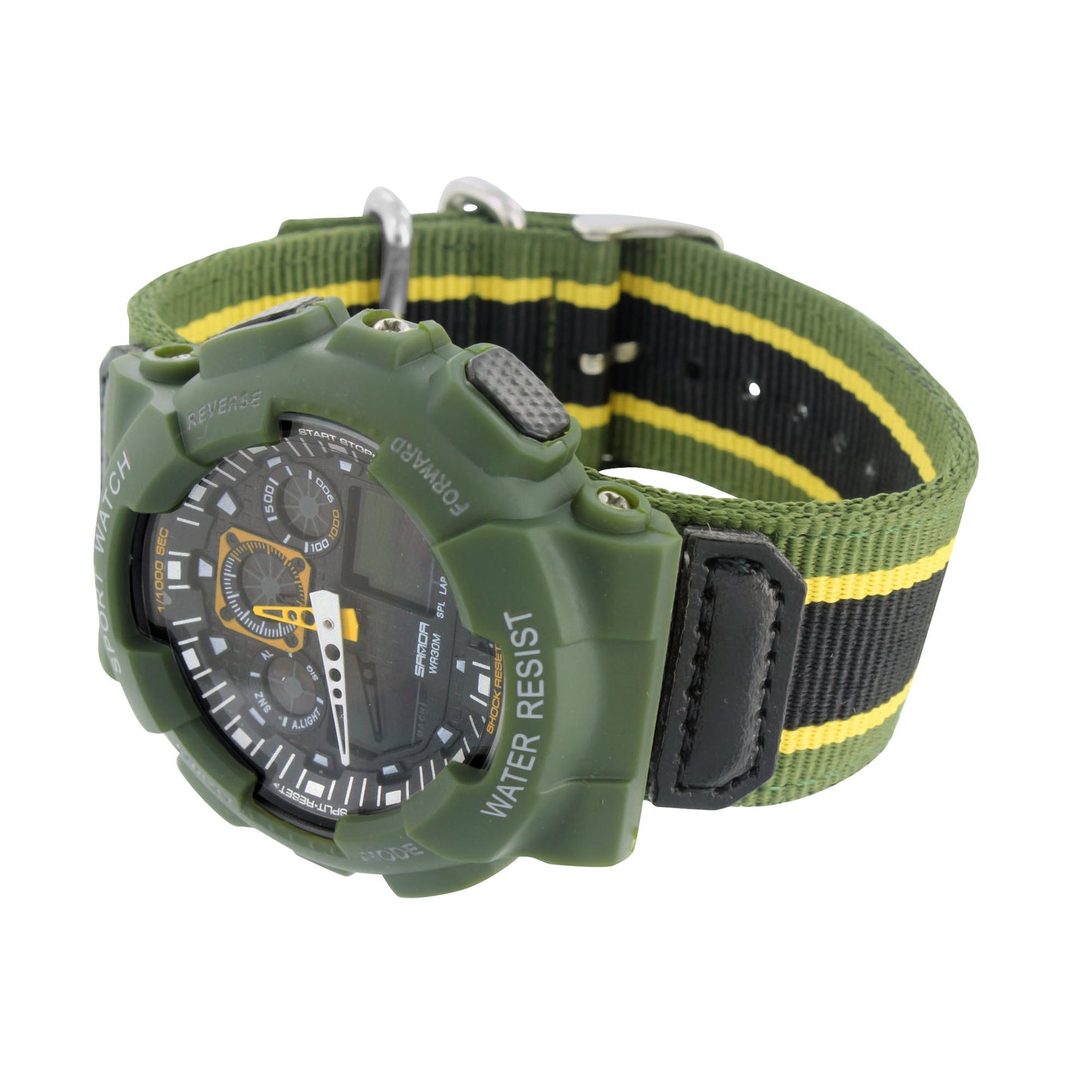 Green Shock Resistant Watch Mens Army Sports Wrist Watch