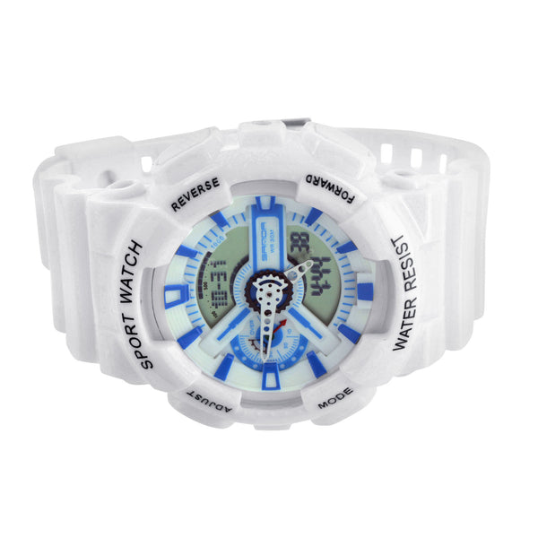 White Blue Sports Mens Watch Digital-Analog Spots Edition Sale