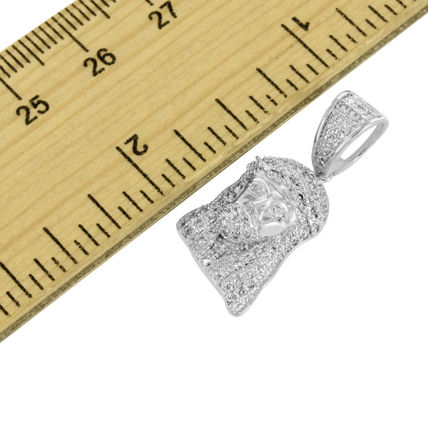 Mini Jesus Pendant Mens Womens Simulated Diamonds Bead Chain