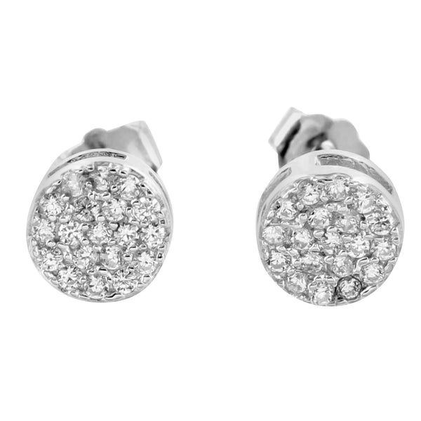 Round Cluster Simulated Diamond Sterling Silver Earring