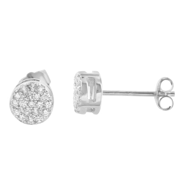 Round Cluster Simulated Diamond Sterling Silver Earring