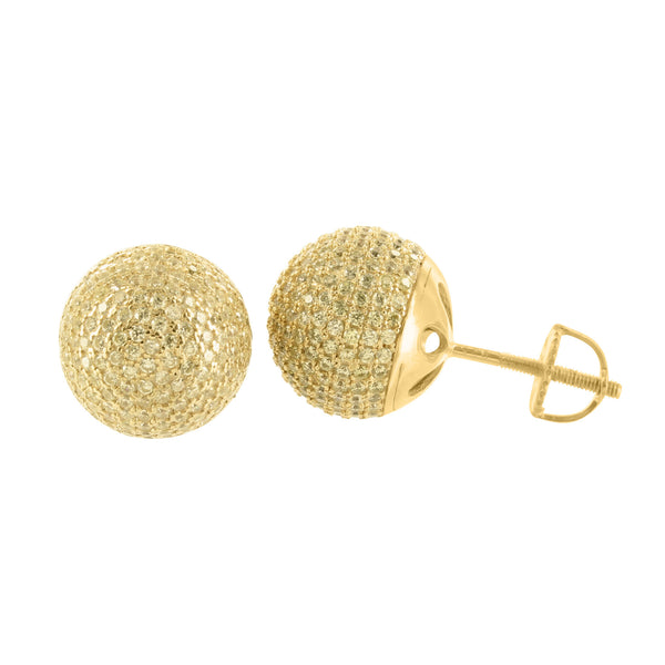 14k Gold Finish Earrings Round Disco Ball Design