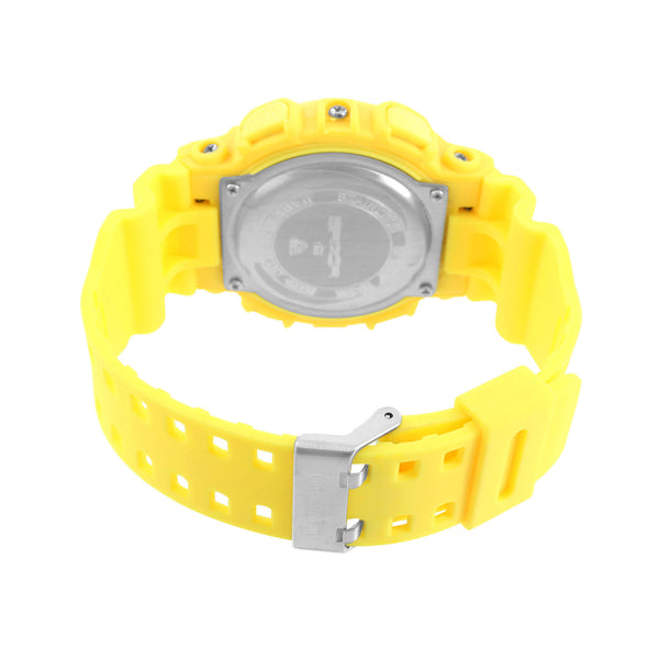 Yellow Sport Watch Digital Analog Day Date Display Timer Silicone
