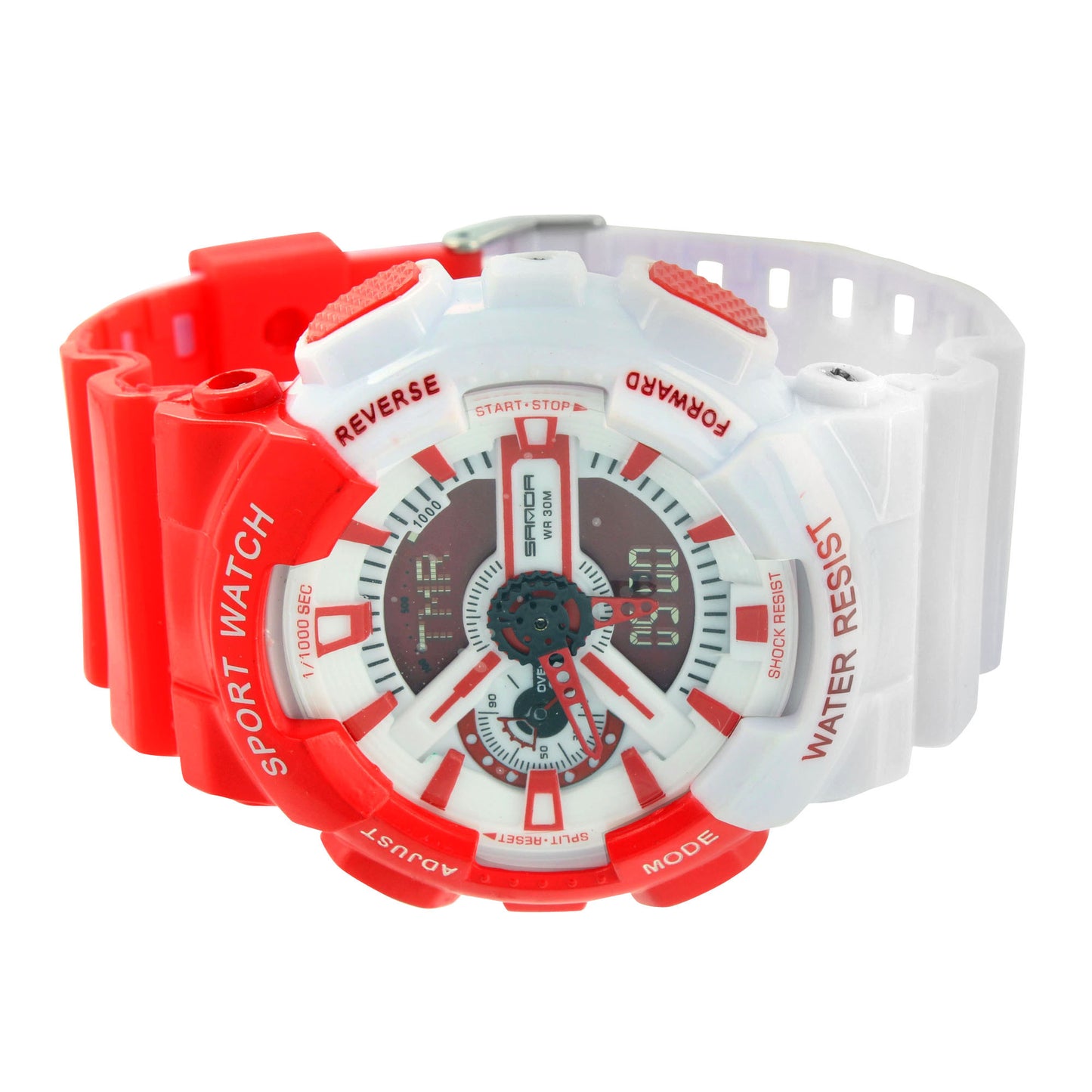 Red White Shock Resistant Watch Sports Design