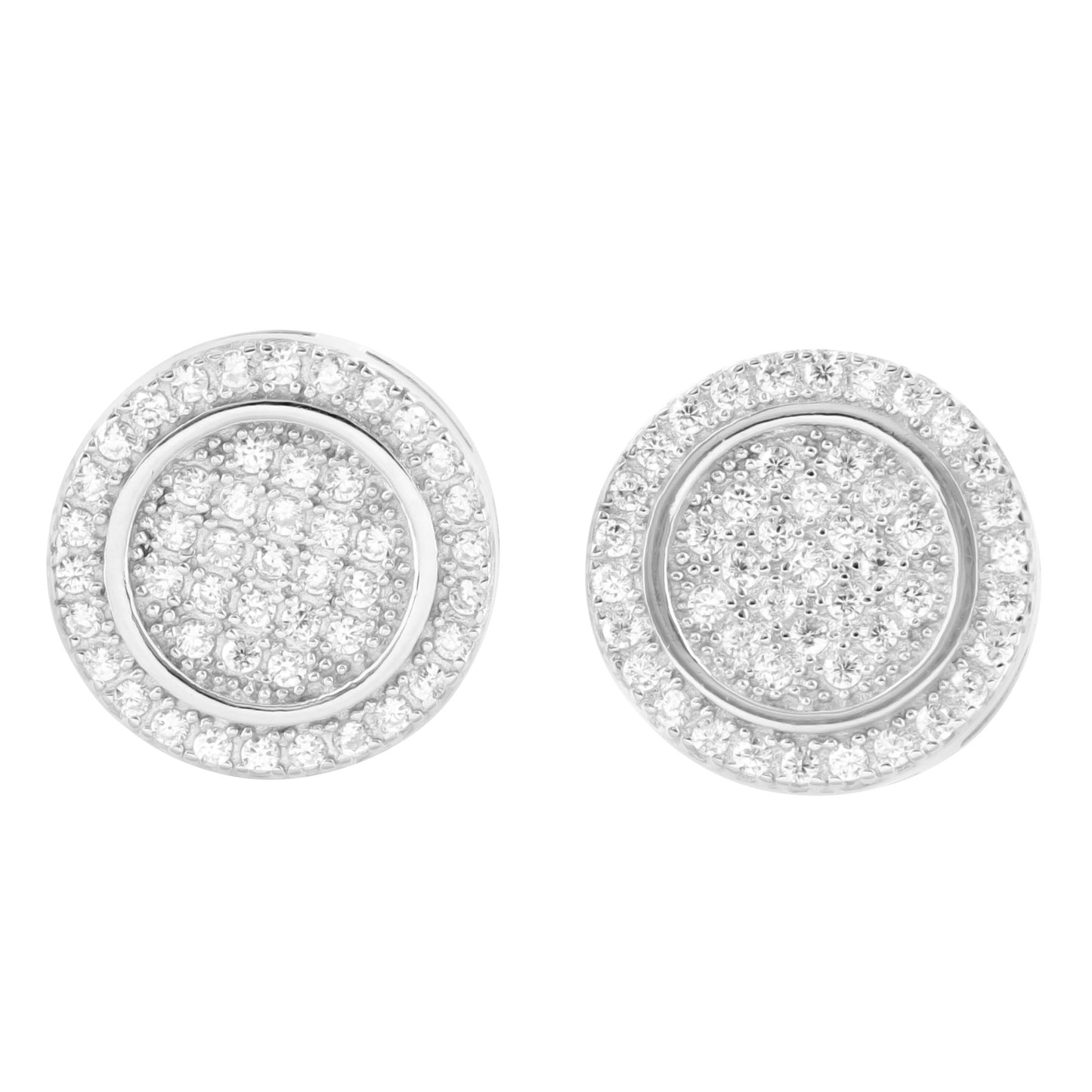 Designer Round Lab Diamonds Sterling Silver Earrings