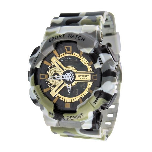 Mens Army Camouflage Watch Shock Resistant Green