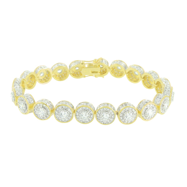 Round Solitaire Link Bracelet 14K Yellow Gold Finish