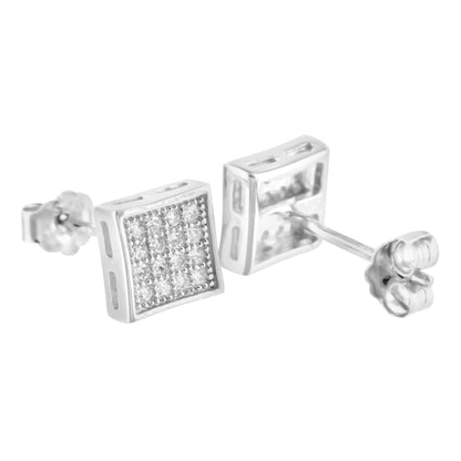 Lab Diamond Sterling Silver Square Kite Earrings