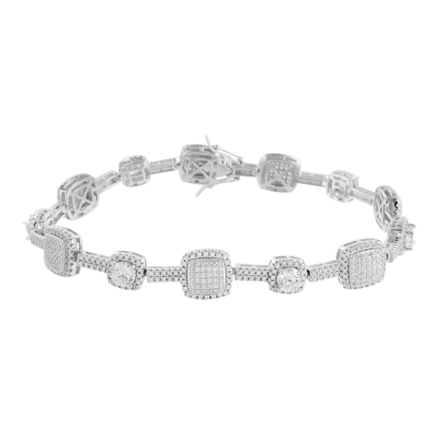 Womens Designer Link Bracelet Sterling 925 Silver Solitaire Link