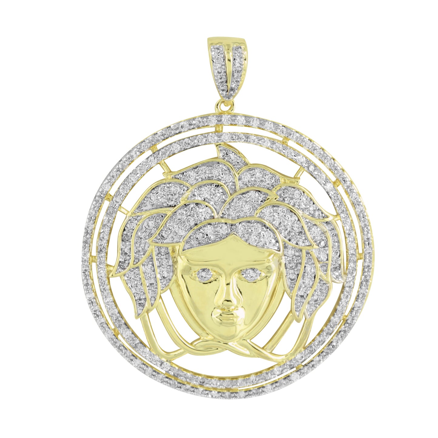 Medusa Face Pendant 14K Yellow Gold Finish Steel Necklace New
