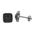 Sterling Silver Black  Lab Diamond Square Earrings