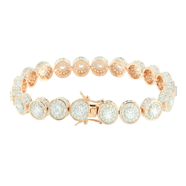 Round Link Solitaire Bracelet 14K Rose Gold Finish