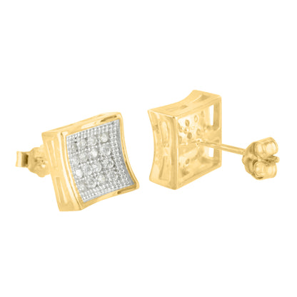 925 Silver Lab Diamond Gold Finish Square Earrings