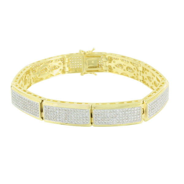 Mens Designer Bracelet 14K Yellow Gold Finish