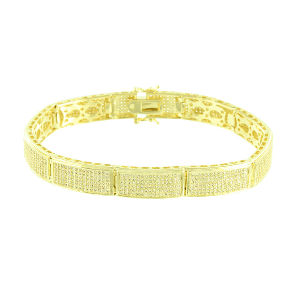 Rectangle Link Bracelet Canary Simulated Diamond Micro Pave