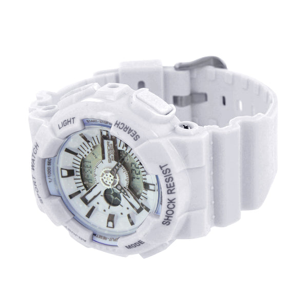 Metallic White Digital Watch Gift Light Date Timer
