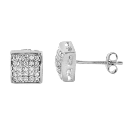 White Gold Finish Cubic Zirconia 925 Silver Earrings