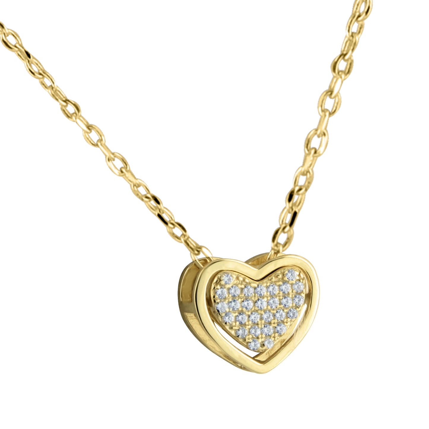 Heart Pendant 14K Gold Finish Chain Ladies
