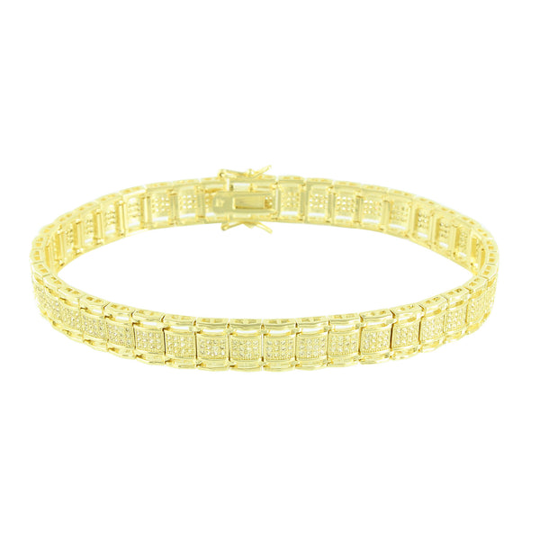 Yellow Simulated Diamonds Bracelet Slim Design Link