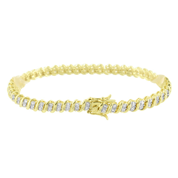 Yellow Gold Bracelet Lab Diamond 14K Finish