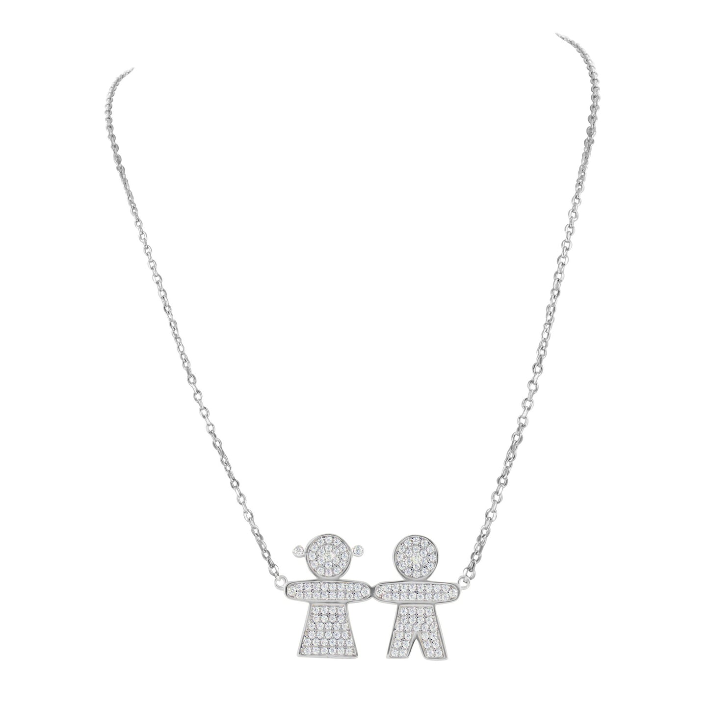 Boy Girl Child Pendant Sterling Silver Necklace