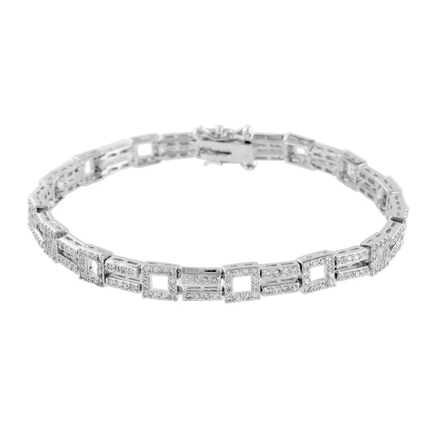 Ladies White Gold Bracelet 14k Finish Lab Diamond Designer Classy 7.5 inch Sale