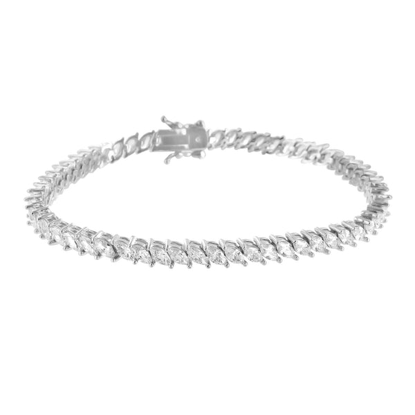 Marquise Cut Link Bracelet 14K White Gold Finish Lab Diamond