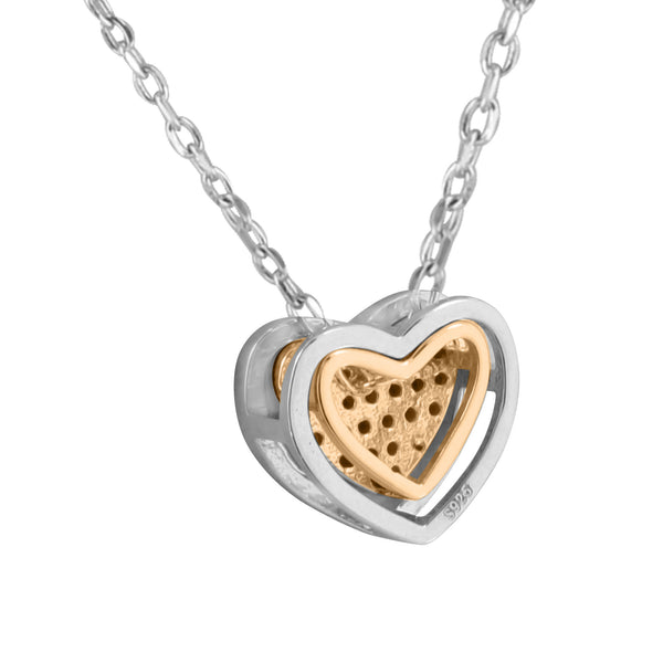 White Rose Finish Heart Pendant Ladies Love Charm Chain